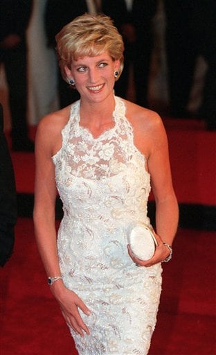 Lady in White: Princess Diana arrives for dinner in Washington on in this Sept. 24, 1996 file photo,  for a benefit in recognition of the Nina Hyde Center for Breast Cancer Research.