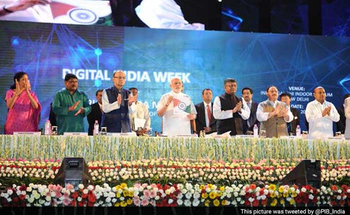 PM Modi releasing the ?Digital India Book' at launching ceremony of Digital India Week