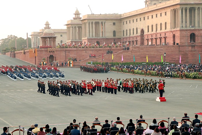 Drones, Lasers And Uniforms: The Best Shots Of Beating Retreat Ceremony