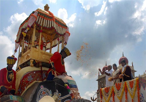 <b>Royal show:</b> Chief Minister of Karnataka BS Yeddyurappa at the Dussehra celebrations in Mysore on Thursday. (PTI)