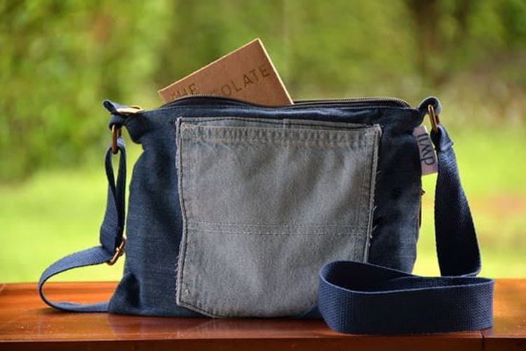 Women's Denim Upcycled Office Tote