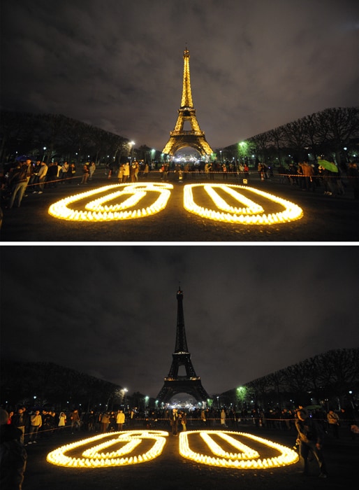 From a shopping mall in Manila to the Eiffel Tower in Paris and the Empire State Building in New York, landmarks and skylines will dim. (AFP Photo)