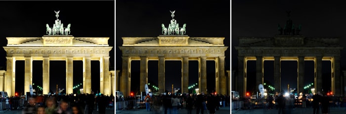 This grid of three photos shows the Brandenburg gate in Berlin while its lights are gradually being turned off as part of Earth Hour. More than 120 countries participate in turning off lights for 60 minutes from 8:30 to 9:30 in the evening local time in an effort to raise global awareness on climate change. (AFP Photo)