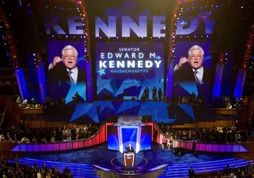 <span class="lh16 fa fs12 fb">Massachusetts Senator Edward Kennedy speaks during the Democratic National Convention (DNC) at the Pepsi Center on August 25, 2008 in Denver. The Democrats formally opened their convention to crown Barack Obama as the first black presidential nominee in US history. (AFP Photo)</span>