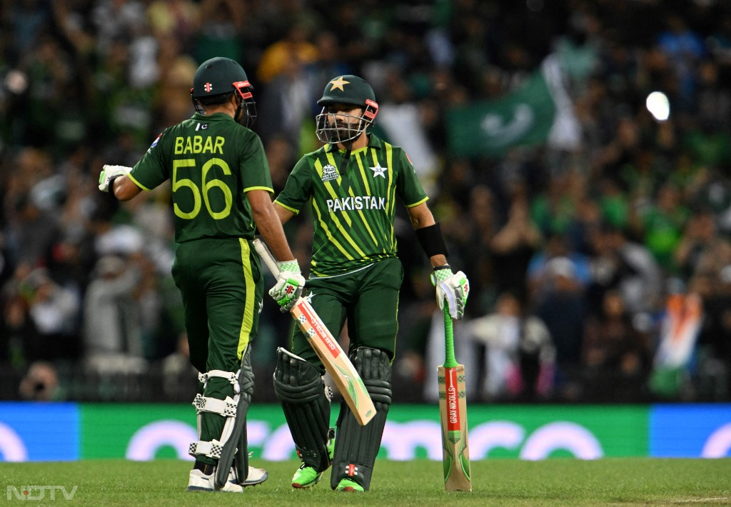 Shan Masood (left) was the top scorer for Pakistan with 38 runs off 28 balls.