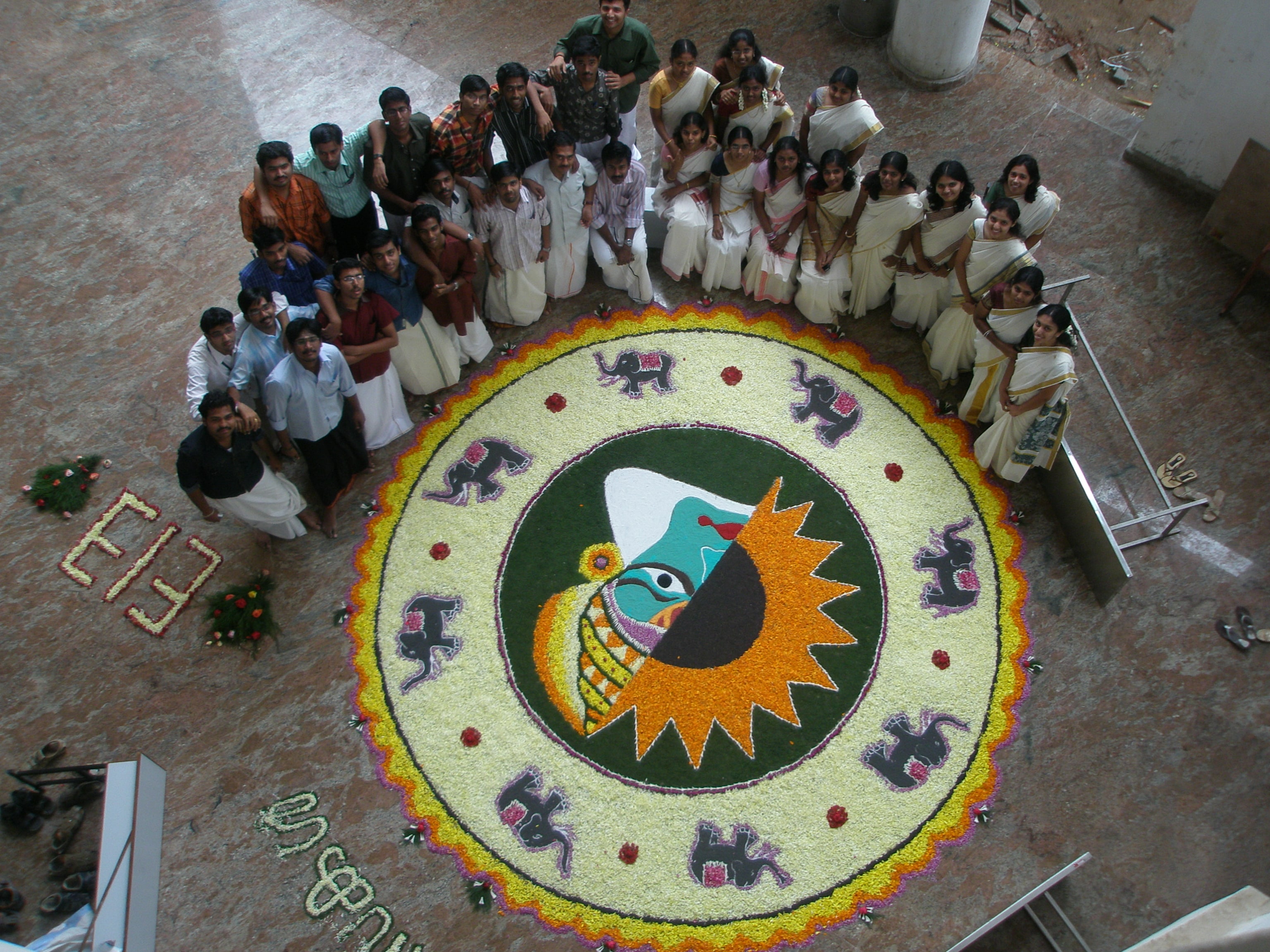 Badri from Kolkata also sent this picture of a spectacular rangoli with Onam as the theme.