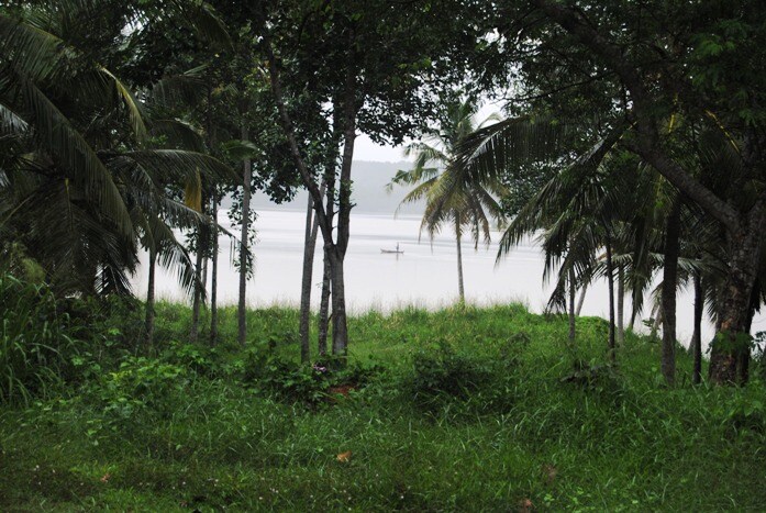 <b>Boat in the lake: </b>A lone boat strolls in the distance as trees and plantation rejoice in the rains. (Image: Ketki Angre)
