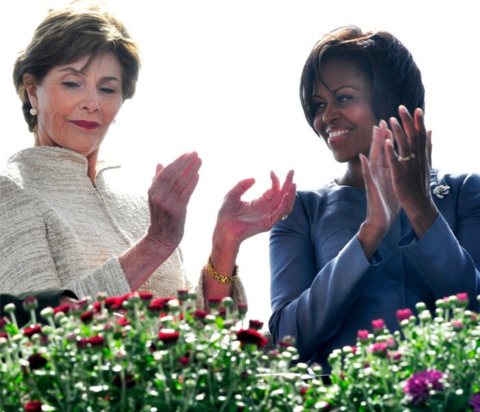 US First lady Michelle Obama appeared with former US First Lady Laura Bush in Shanksville, where the fourth plane crashed after passengers rushed the cockpit.<br><br>In her address Michelle said, "The victims of Flight 93 are an inspiration and all who visit the rural field where they died on September 11, 2001, will now see how a scar in the earth has healed."<br><br>This was a rare joint public speaking appearance by two first ladies. (AFP)