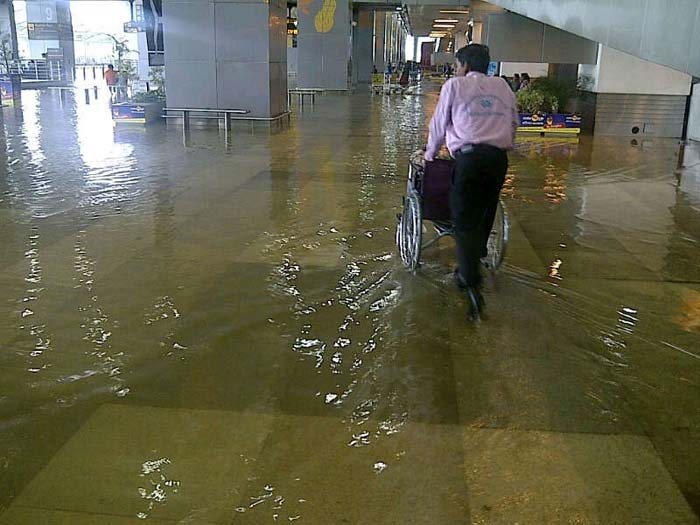 Nik shared this image of the flooded airport.