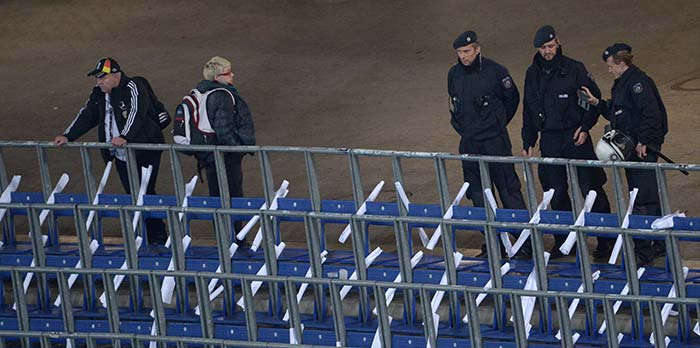 First Pics: German Football Stadium Evacuated After Suspicious Bag Found