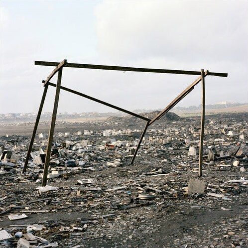 The remnant of a shack, where recycled copper used to be weighed and sold to vendors. (NYT Photo)