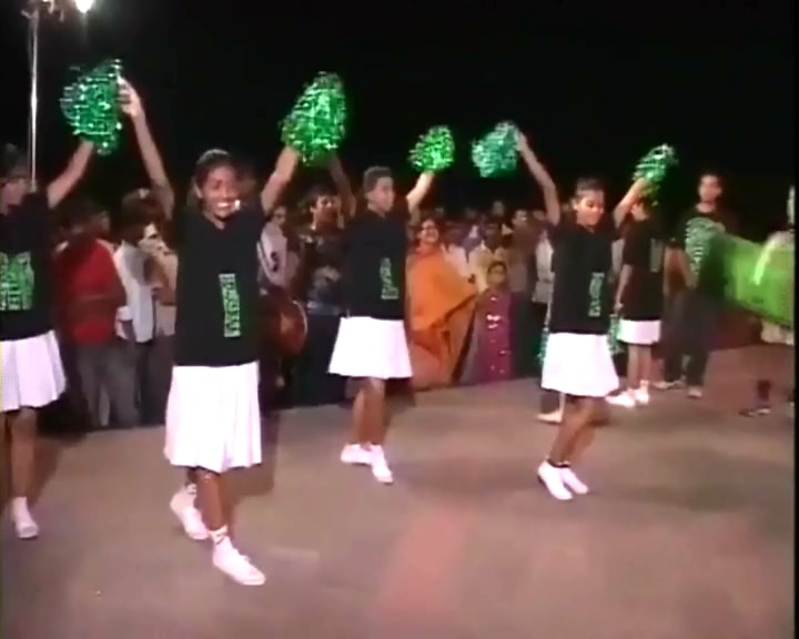 Cheerleaders cheer Milind Soman and other members of the 100-kilometre marathon for a greener environment.