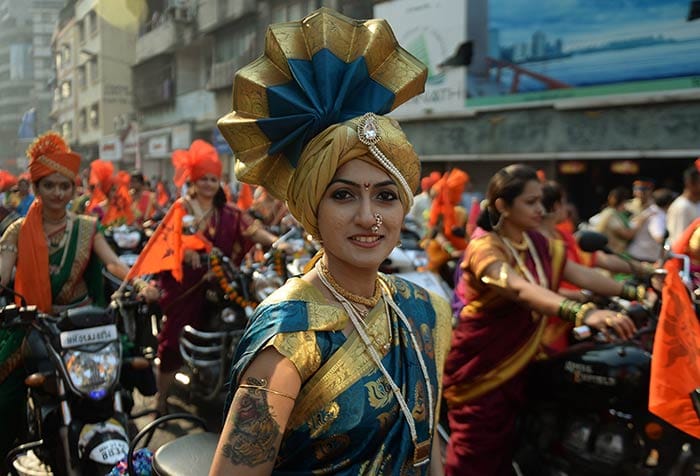 People erected traditional 'gudhi'--a stick decorated with flowers and colourful cloth tied around it--at their houses to mark the occasion.