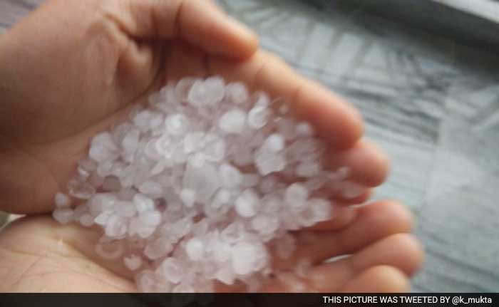 As hailstorm gripped parts of the city, people in Delhi rushed to collect hail spluttered around.