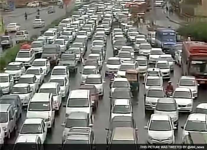 Traffic around Akshardham  has come to near standstill due to rainfall in the city. Various diversions had already been sounded out by the traffic police.