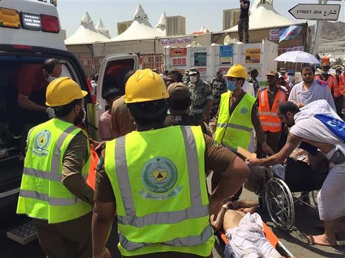 Nearly 400 others were injured in the stampede that took place on Street 204 of the camp city at Mina, a few km from Mecca. (AP Photo)