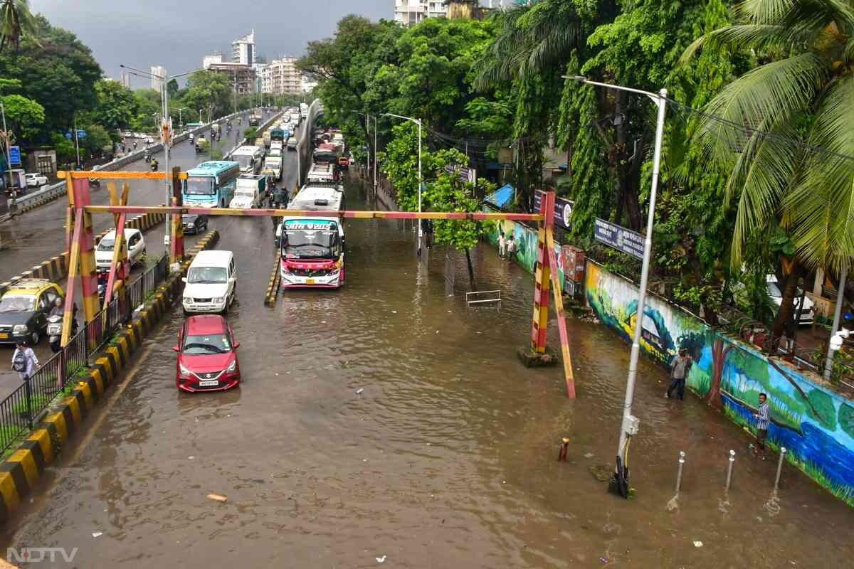 मुंबई के कुछ इलाकों में सुबह सात बजे तक मात्र छह घंटों में 300 मिमी से अधिक बारिश हुई, जिससे सड़कें और निचले इलाके जलमग्न हो गए. फोटो: पीटीआई