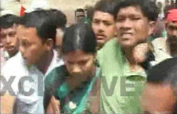 Wearing a green shirt, the Laxmipur MLA looked expectedly beleaguered as he jostled his way through the crowd