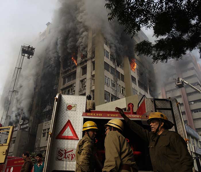 A major fire has broken out on the third and fourth floor of the 12-storey Himalaya House building in Central Delhi. 21 fire engines were initially pressed into service but later 38 engines were brought in.