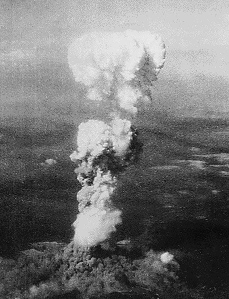 Smoke billowed 20,000 feet above Hiroshima following the world's first atomic bombing. Those closest to the explosion died instantly, their bodies turned to black char. (AFP Photo)