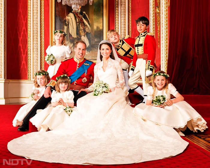 Hugo Burnand took this photo of the Prince and Princess of Wales' on their wedding day. It has been posted on Instagram by Royal Household.