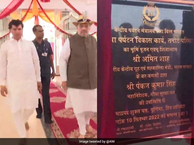 Photo : राजस्थान दौरे पर गृह मंत्री अमित शाह, तनोट मंदिर परिसर परियोजना की आधारशिला रखी