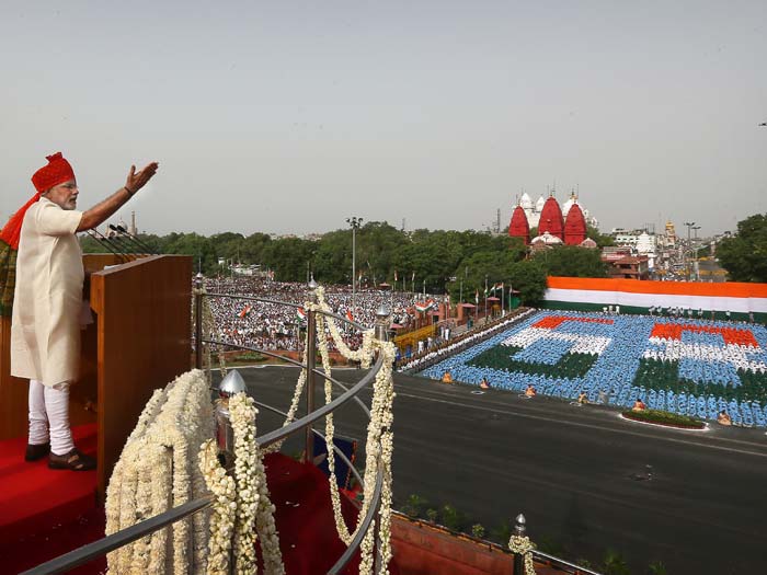 Prime Minister Narendra Modi, addresses the nation from the ramparts of Red Fort to celebrate India's 68th Independence Day in New Delhi