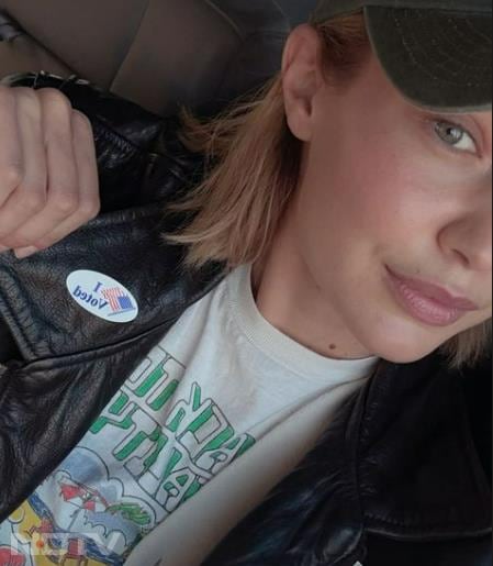 American fashion model and TV personality, Gigi Hadid, posted a photo with "I voted" badge on Instagram stories