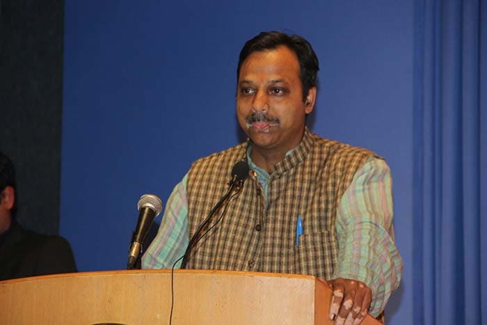 Among dignitaries, Member of Legislative Assembly, Pankaj Pushkar of the Aam Aadmi Party from Timarpur constituency, North West Delhi.