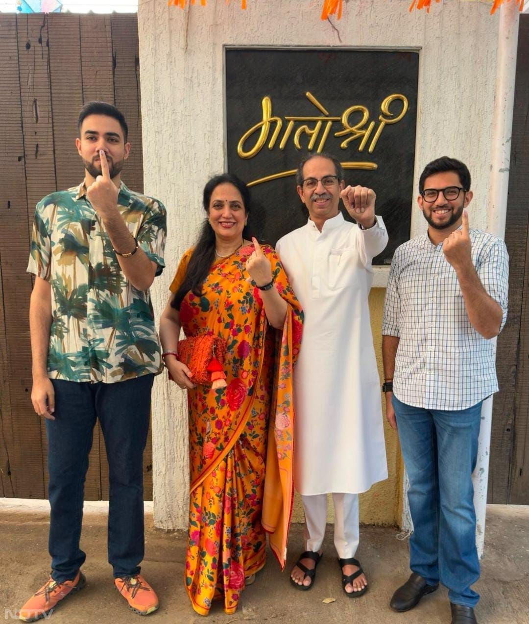 Shiv Sena (UBT) chief Uddhav Thackeray, wife Rashmi Thackeray, son and party leader Aaditya Thackeray cast their votes in Mumbai