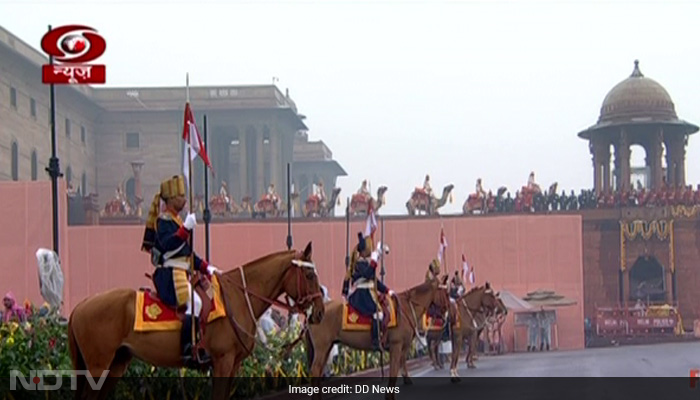 In Pics: Grand Beating Retreat Ceremony Held Despite Rains In Delhi