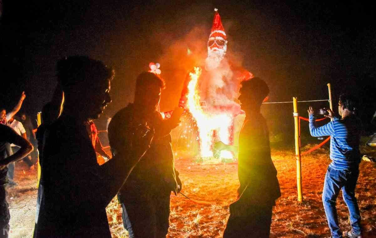 In Kochi, people celebrate the New Year 2025 with fireworks