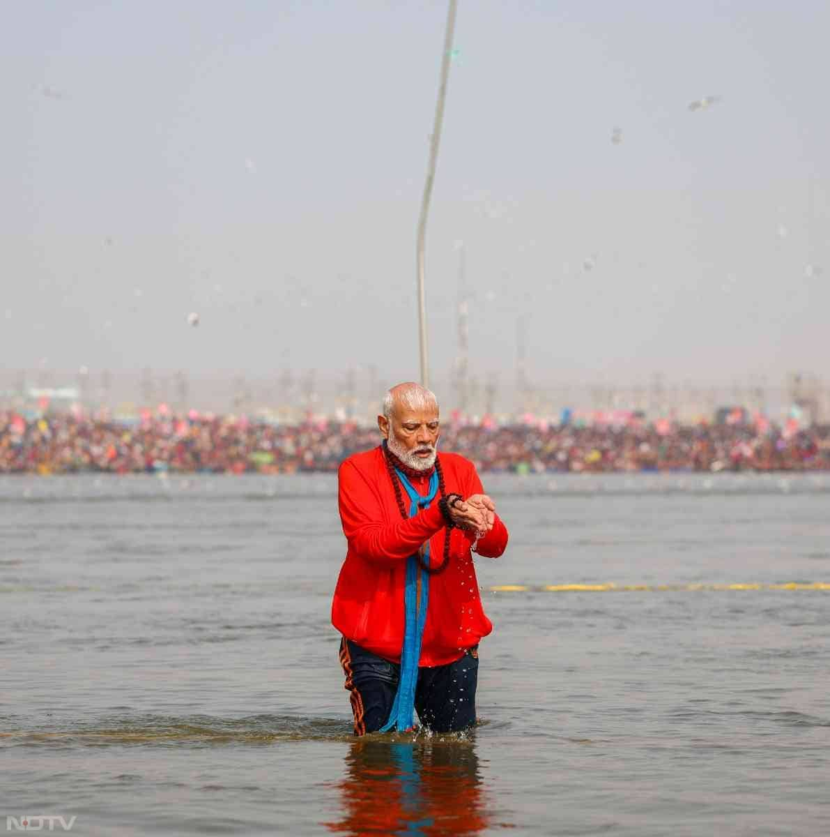 PM Modi takes a holy dip at Sangam - the confluence of three rivers - the Ganga, the Yamuna, and the mythical Saraswati