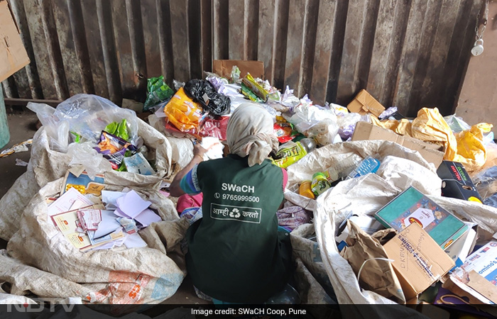 The dry waste collected from each house is further segregated into categories like plastic bottles, containers, food boxes, plastic bags, and multilayered plastic, among others. Ms. Naiknaware recovers valuable waste and sells it to recyclers for livelihood. The non-recyclable dry waste, or things like shampoo sachets which can't be sold by her, are dropped off at Pune Municipal Corporation (PMC) ?feeder points'.