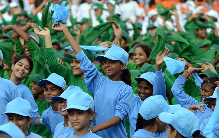 After the Prime Minister's address, school children and NCC Cadets sang the national anthem.