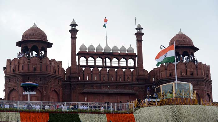 Heavy ground-to-air security has been put in place in Delhi, especially in and around Red Fort where Prime Mnister Singh delivered his ninth address to the nation.