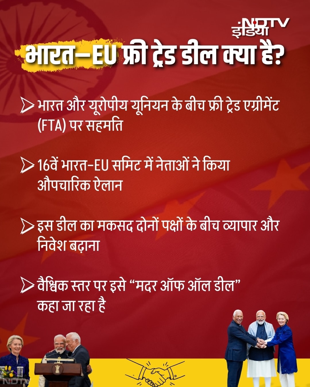 करीब 18 साल के लंबे इंतजार के बाद भारत और यूरोपीय संघ ने दुनिया के सबसे बड़े मुक्त व्यापार समझौते पर सहमति जता दी है.
