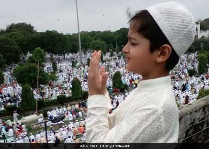 A child praying on Eid in Lucknow's Eidgah.