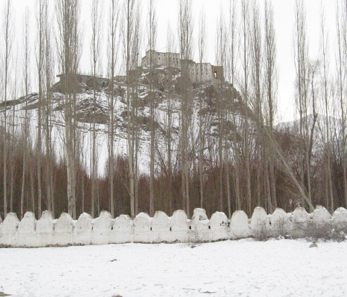 The snow-clad Gompa at Shey, situated on the outskirts of Leh.(NDTV photo)