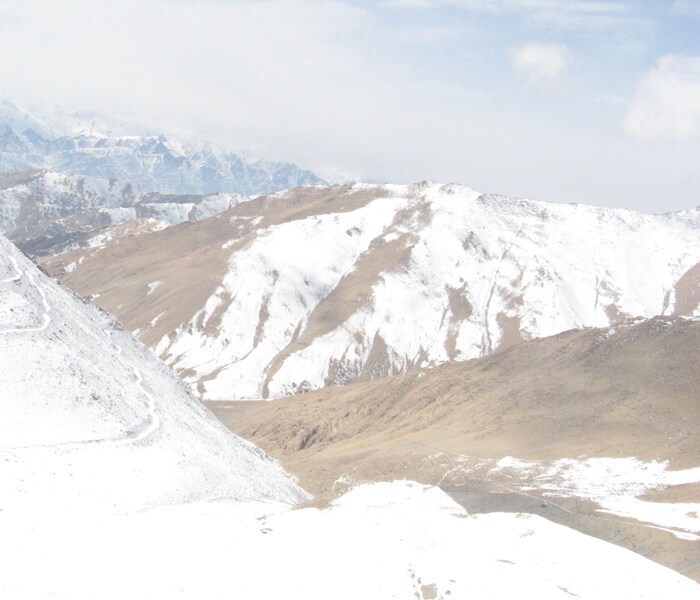 The winding road to Changla which was barely visible.(NDTV photo)