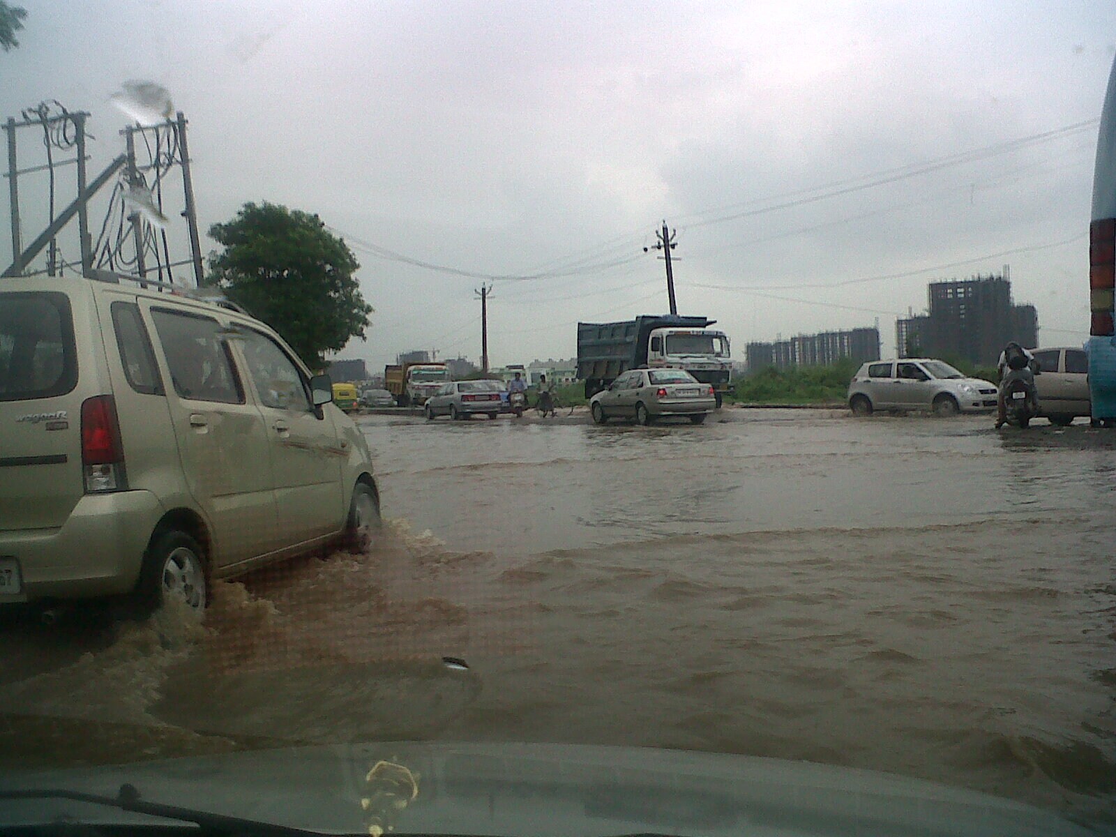 Constant rain over the past days have meant that Delhi is facing waterlogged streets, spoilt roads and huge traffic throughout the city. NDTV surfer Amit has sent this photo of a waterlogged road from Gurgaon.