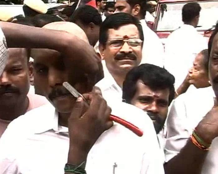 A man shaved his moustache to celebrate the acquittal of AIADMK chief J Jayalalithaa in the corruption case that had led to her being jailed.