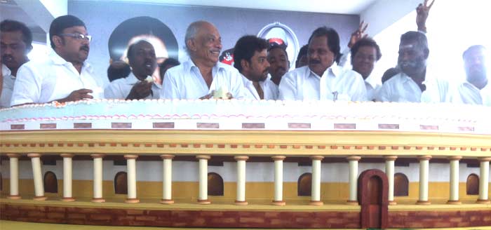 AIADMK cadre cut a parliament shaped cake for Tamil Nadu chief minister J Jayalalithaa's 66th birthday, say she would be next prime minister.