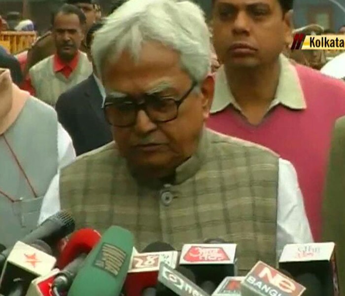 An emotional Biman Bose, the Chairman of the Left Front coordination committee announced the demise of the veteran leader. (NDTV Photo)