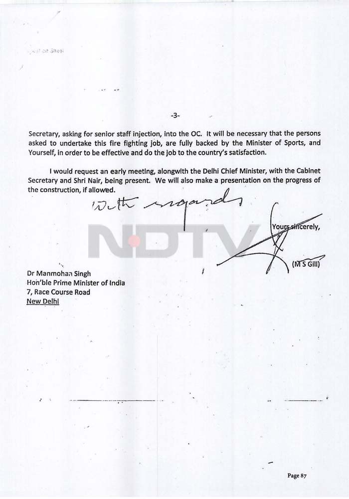 Letters by different Sports Ministers to the Prime Minister against Kalmadi