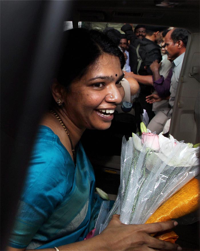 After being released from jail, DMK chief M Karunanidhi's daughter Kanimozhi finally reached Chennai on Saturday.