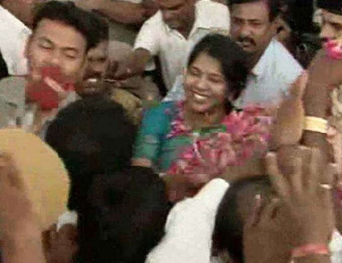 Kanimozhi arrives in Chennai