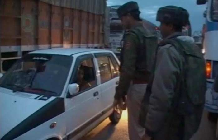 Cars and vehicles are thoroughly checked after a twin-terror attack on an army camp in Kathua, Jammu and Kashmir.