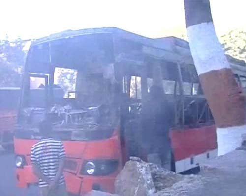 During the bandh, trains were stopped, buses were set on fire, and at Osmania University, students destroyed public property and then attacked visiting politicians from Chandrababu Naidu's Telugu Desam Party (TDP), hurling chappals at them.(NDTV Photo)