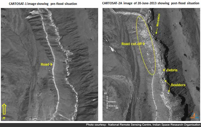 Kedarnath valley before and after the flash floods